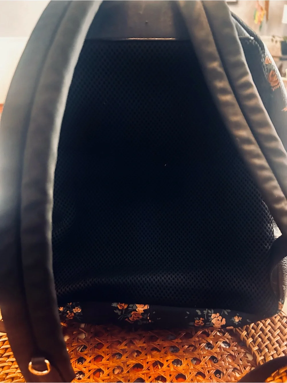 Authentic Coach Floral Print Black Backpack-Used Condition